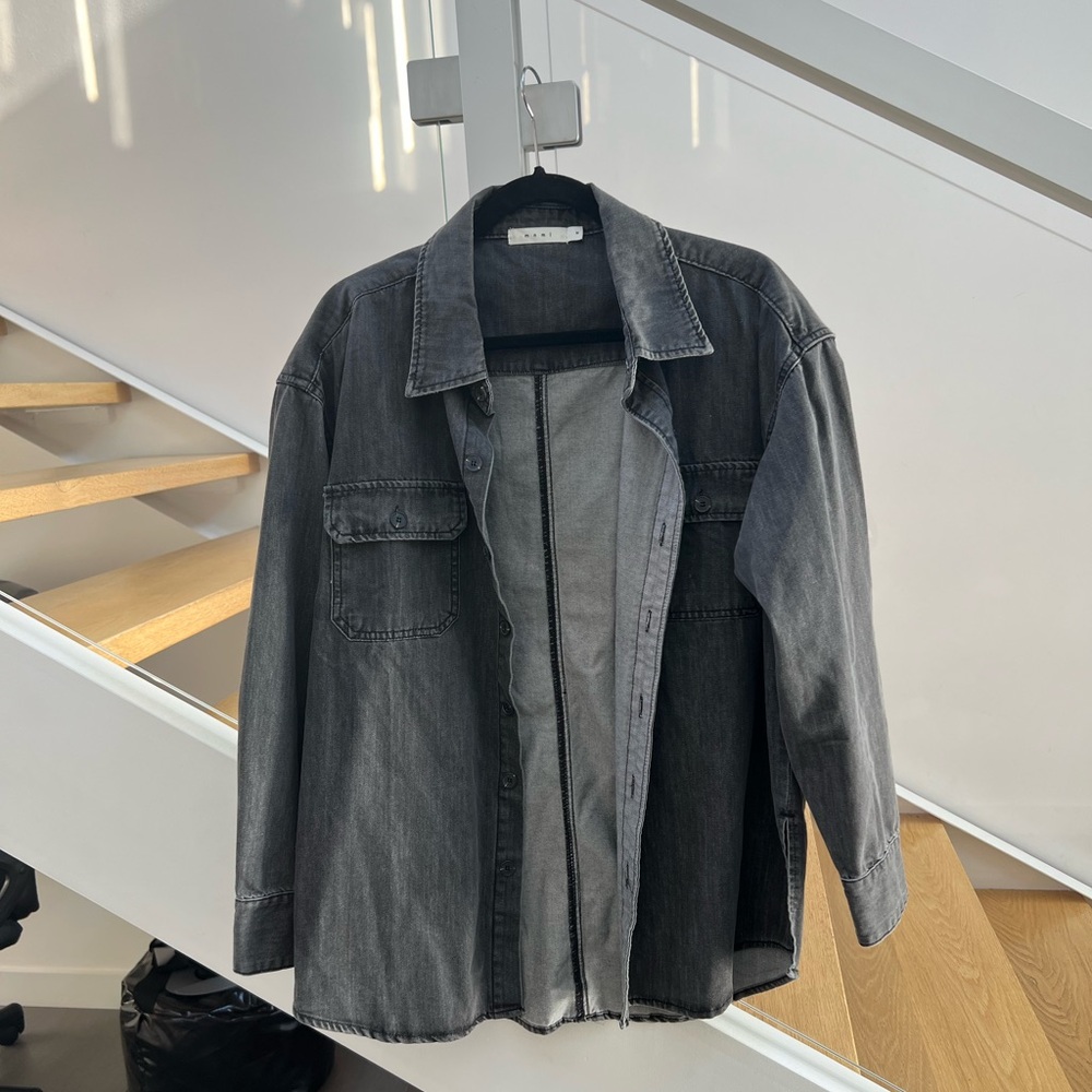 Gray Denim MNML Button-Up Shirt Jacket